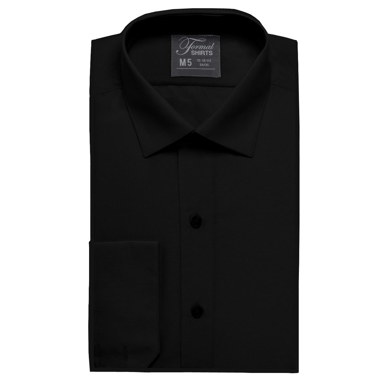 The black dress shirt can be worn with a suit or a tuxedo