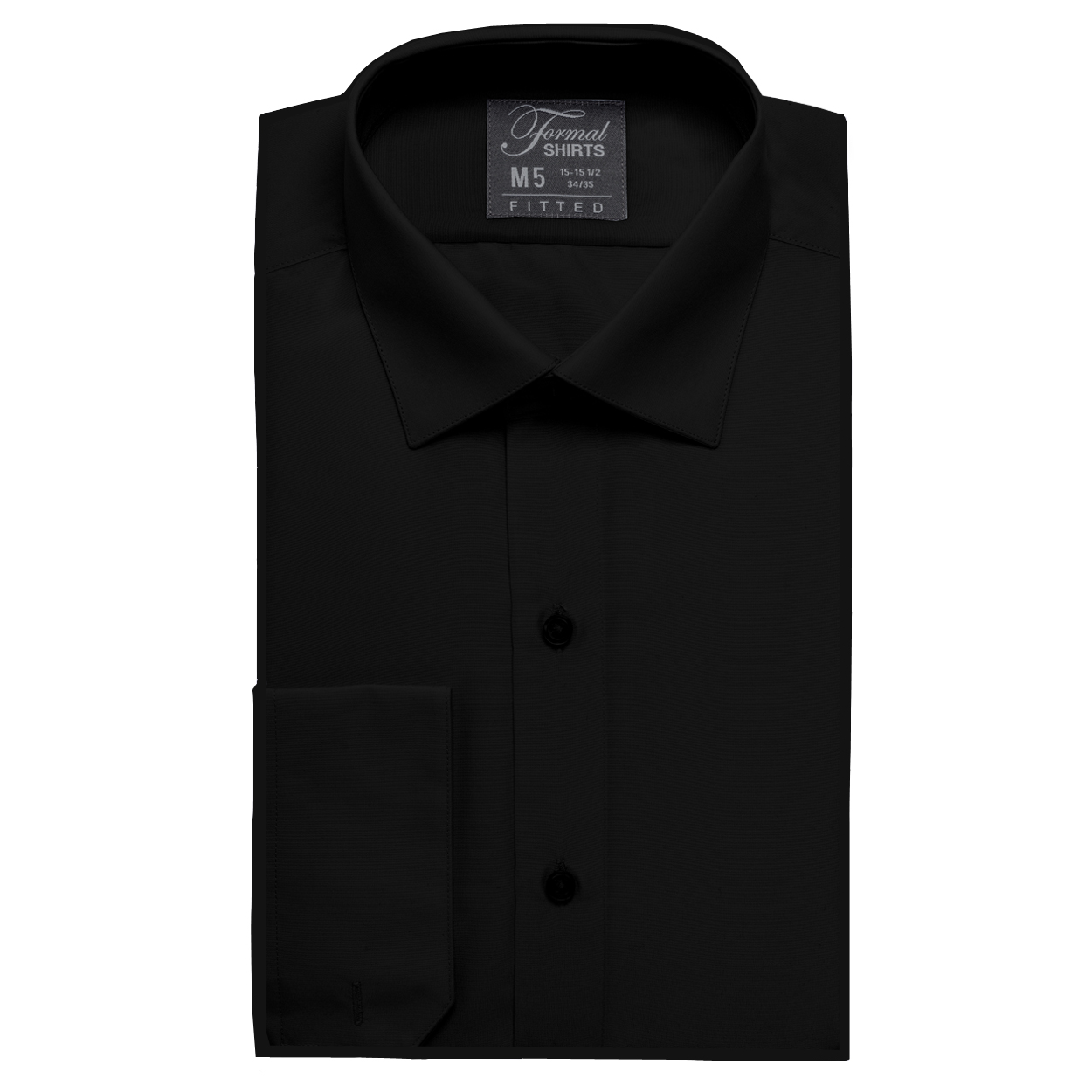 The black slim fit shirt can be worn with a suit or a tuxedo