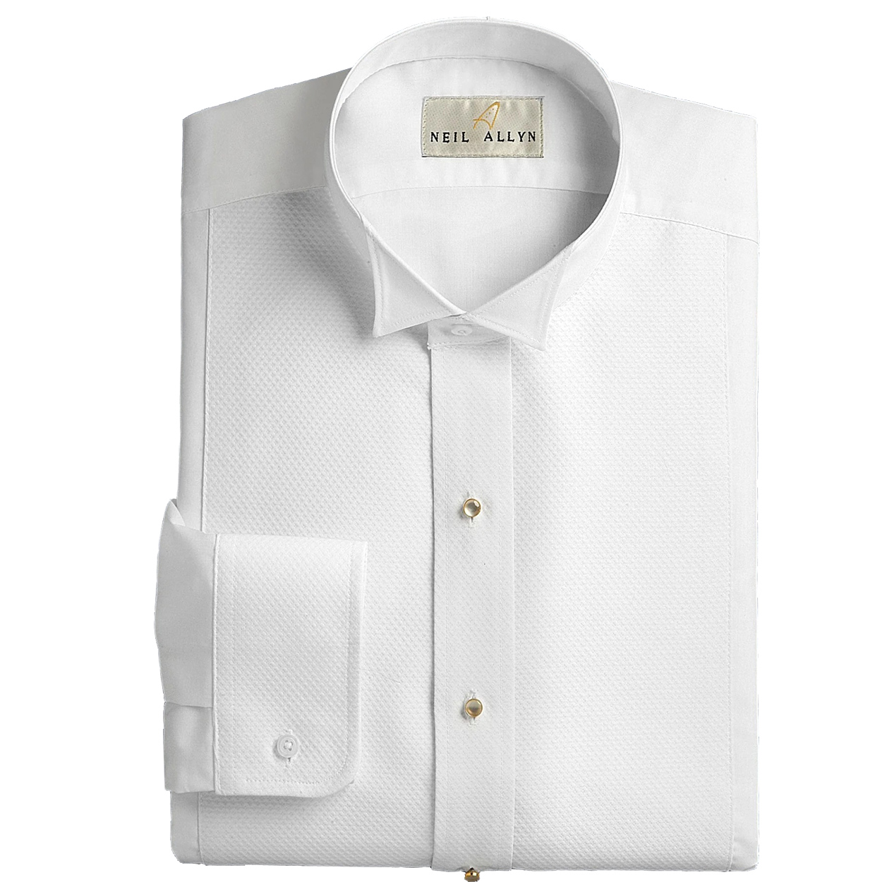 White Pique Wing Collar Shirt