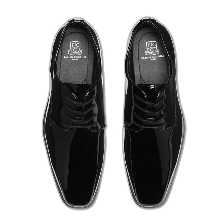 Black Shiny Tuxedo Lace Up Shoes