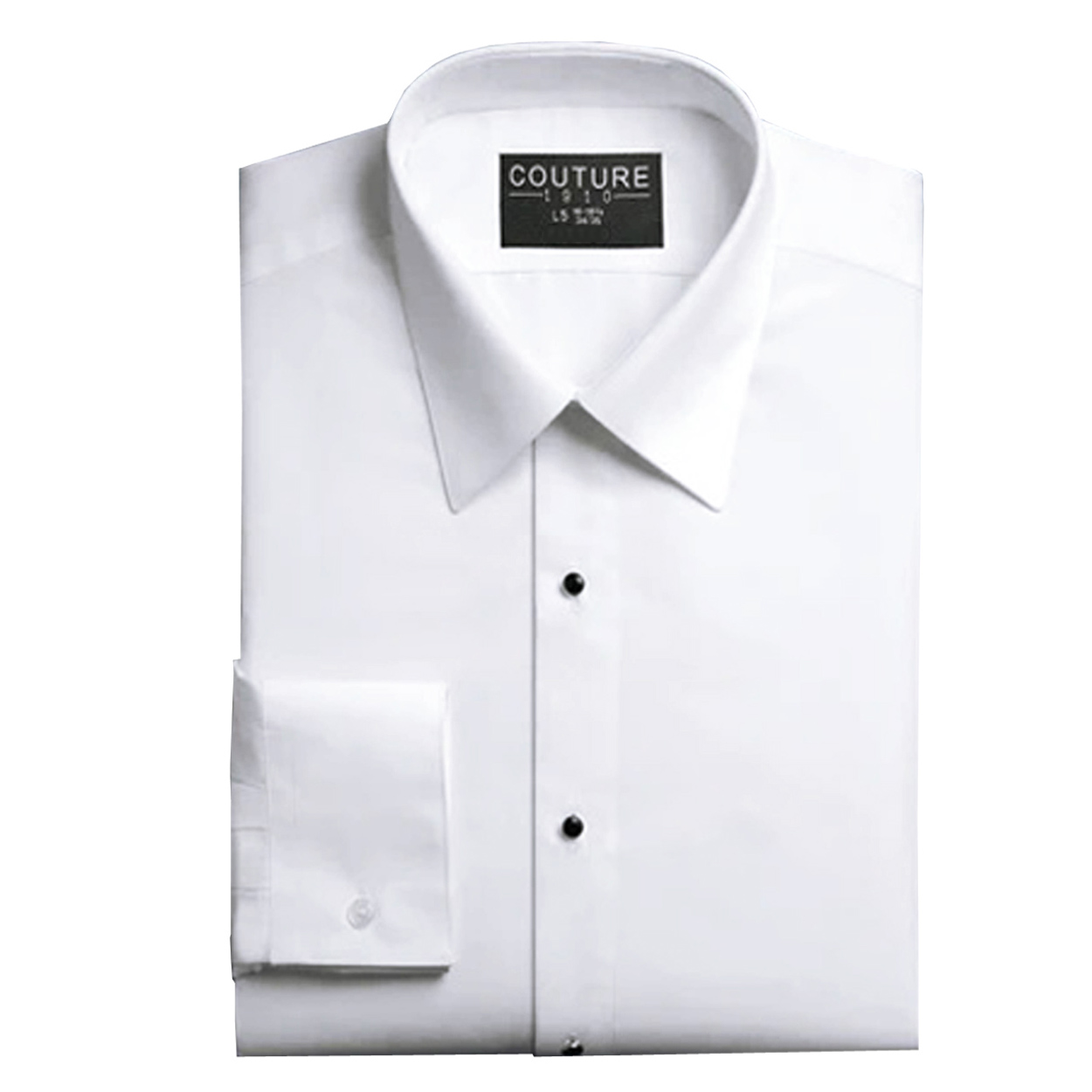 White classic fit dress shirt in a laydown collar can be worn with a suit or tuxedo