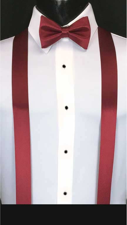 Apple Red suspenders with matching bow tie