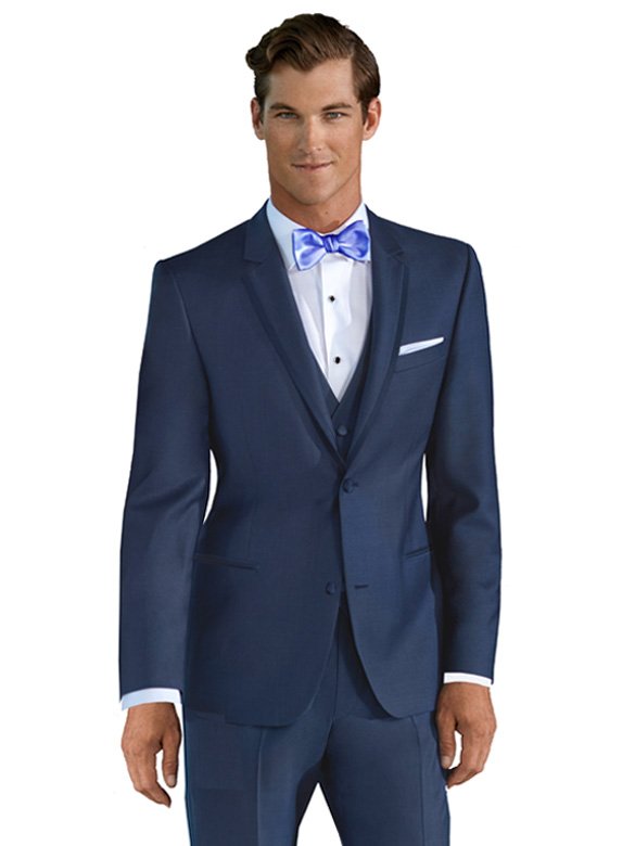 Azure Broadway Tuxedo shown with cornflower blue bow tie