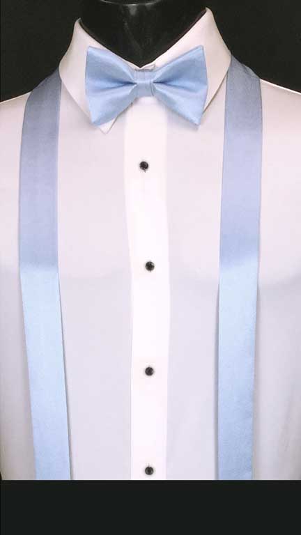 Baby Blue simply solid suspenders with matching bow tie