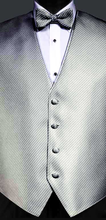 Bali Silver Metallic Synergy vest with matching bow tie