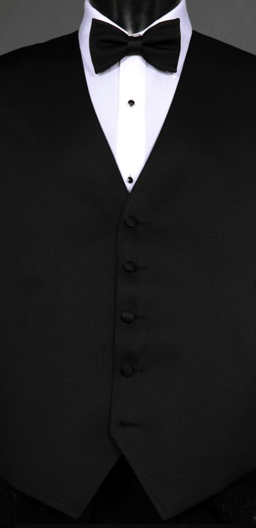 Black Satin Formal Vest with Black Bow Tie