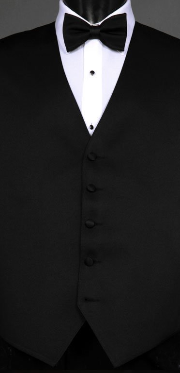 Black wool vest with black bow tie