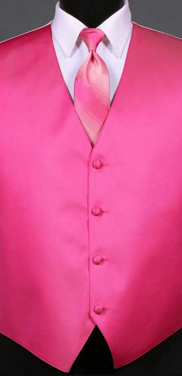 Bright Fuchsia simply solid vest with Bright Fuchsia Ombre Windsor tie