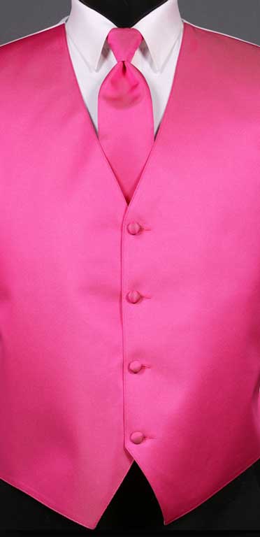Bright Fuchsia simply solid vest with matching Windsor tie
