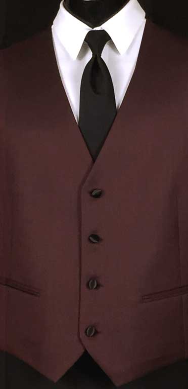 Burgundy Marbella Vest with black Windsor tie