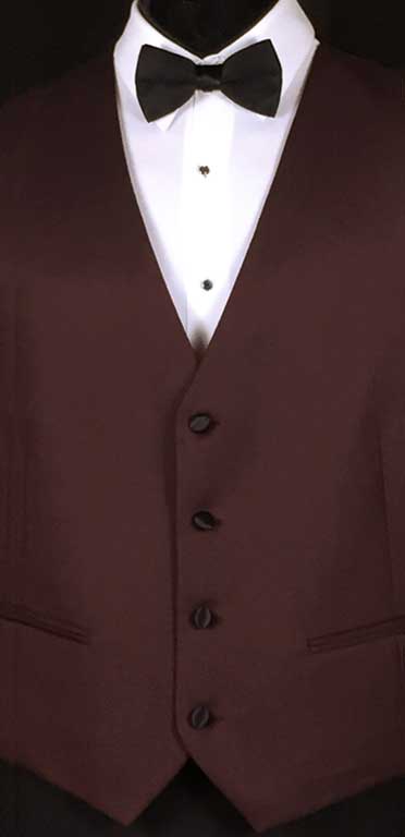 Burgundy-Marbella-Vest with black bow tie