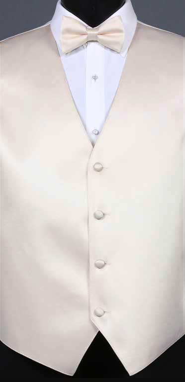 Champagne Simply Solid Vest with matching bow tie
