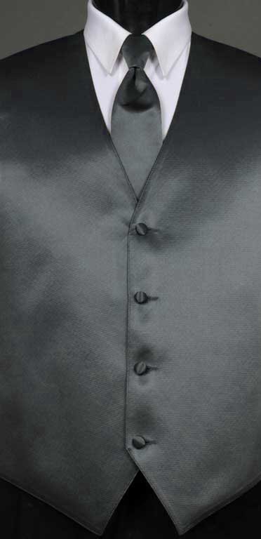 Charcoal simply solid vest with matching Windsor tie