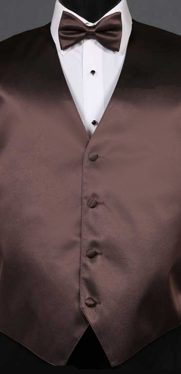Chocolate simply solid vest with matching bow tie