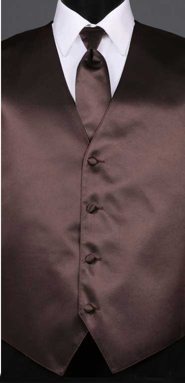 Chocolate simply solid vest with matching Windsor tie