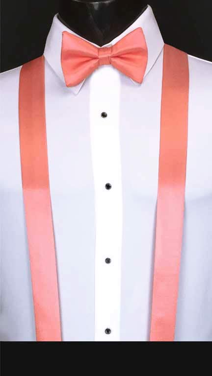 Coral Reef simply solid suspenders with matching bow tie