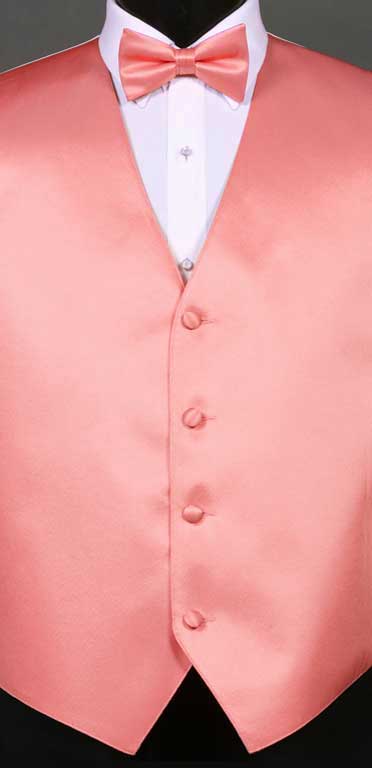 Coral Reef simply solid vest with matching bow tie
