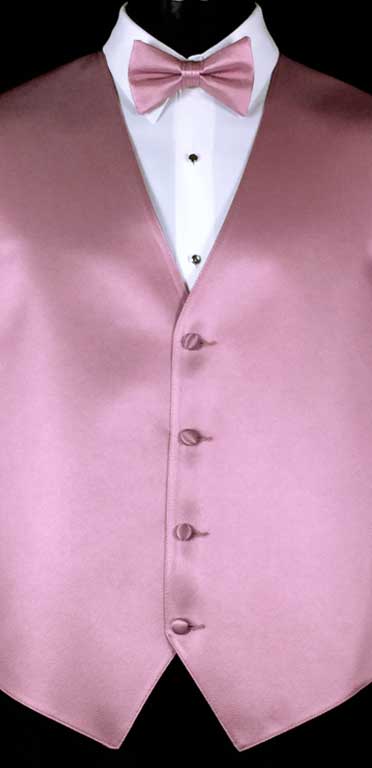 Dusty Rose Simply Solid Vest with matching bow tie
