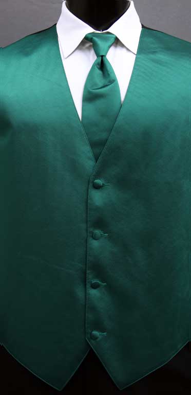 Emerald simply solid vest with matching Windsor tie
