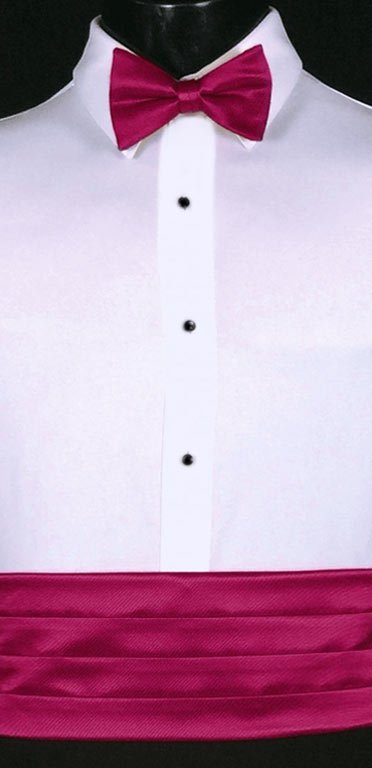 Fuchsia Cummerbund in the simply or modern solid collection from Larr Brio shown with matching bow tie