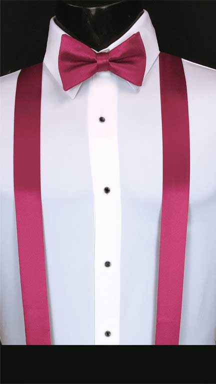 Fuchsia simply solid suspenders with matching bow tie