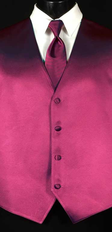 Fuchsia Simply Solid Vest with matching Windsor tie