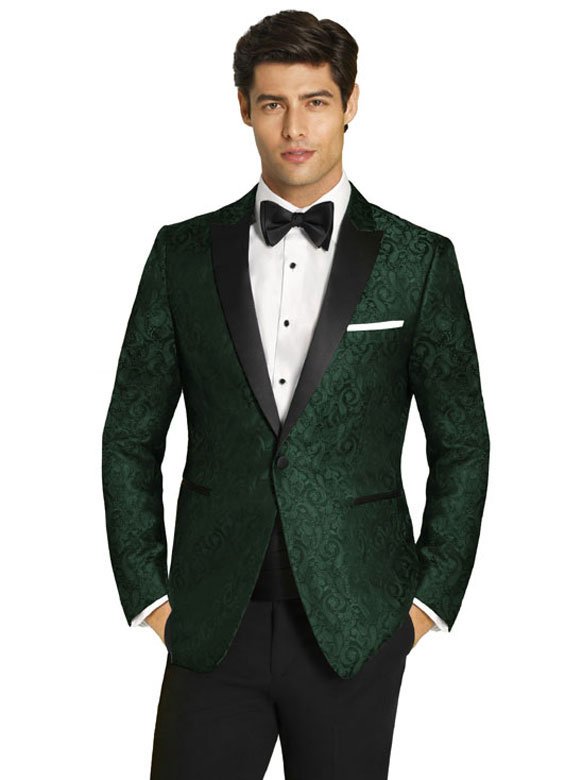 Green Paisley Tuxedo with black satin peak lapel