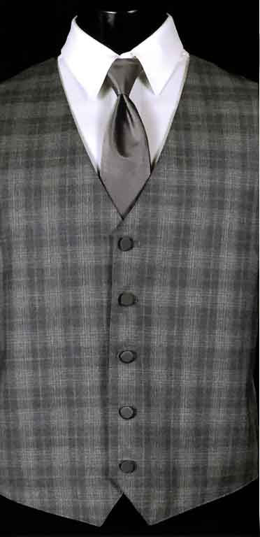 Grey Plaid Sterling Vest with solid Grey Windsor tie