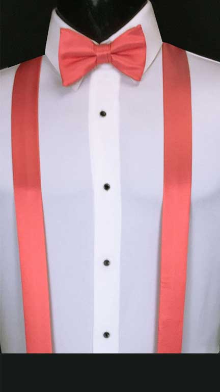 Guava simply solid suspenders with matching bow tie