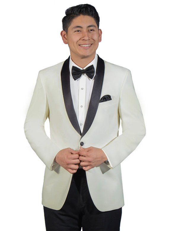 Ivory Dawson tuxedo with black satin shawl lapel