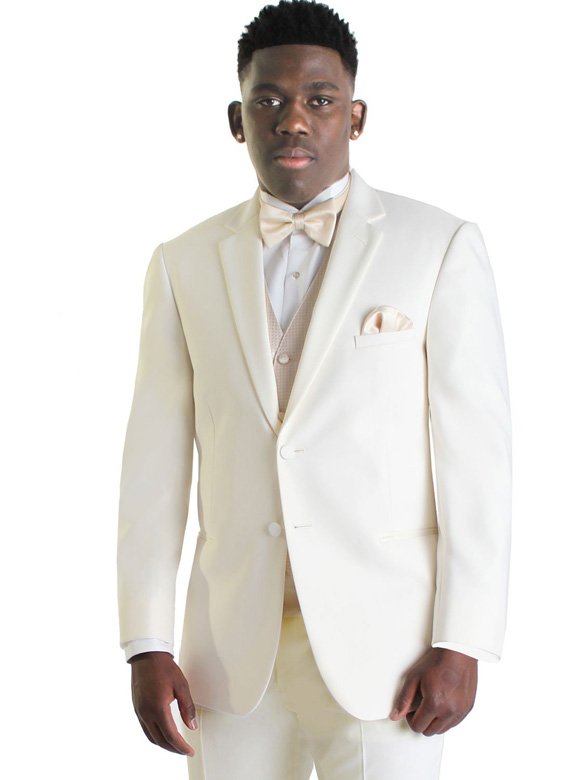 The Ivory Tuxedo by Jean Yves in a 2 button notch lapel