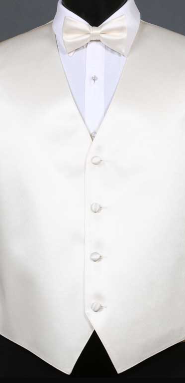 Ivory simply solid vest with matching bow tie