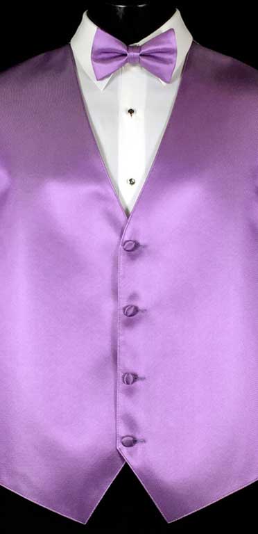 Lavender simply solid vest with matching bow tie
