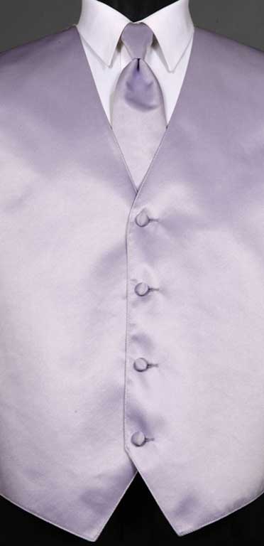 Lilac simply solid vest with matching Windsor tie