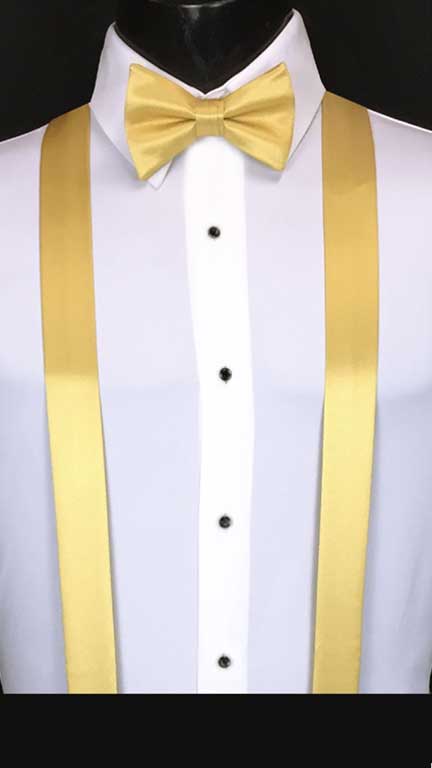 Maize simply solid suspenders with matching bow tie