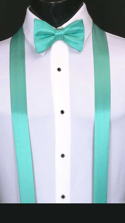 Mermaid simply solid suspenders with matching bow tie