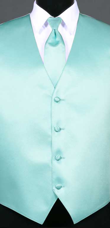 Mint simply solid vest with matching Windsor tie