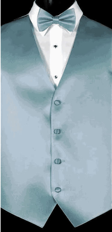 Mist simply solid vest with matching bow tie