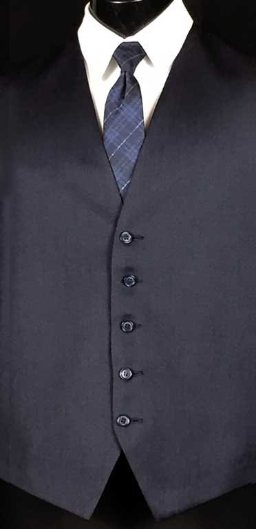Navy Valencia suit vest with Michael Kors blue plaid Windsor tie