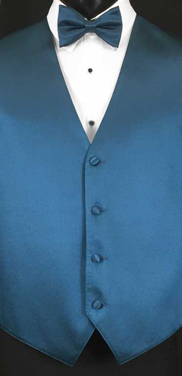 Ocean Blue simply solid vest with matching bow tie