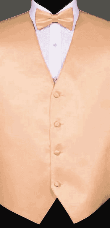Peach simply solid vest with matching bow tie