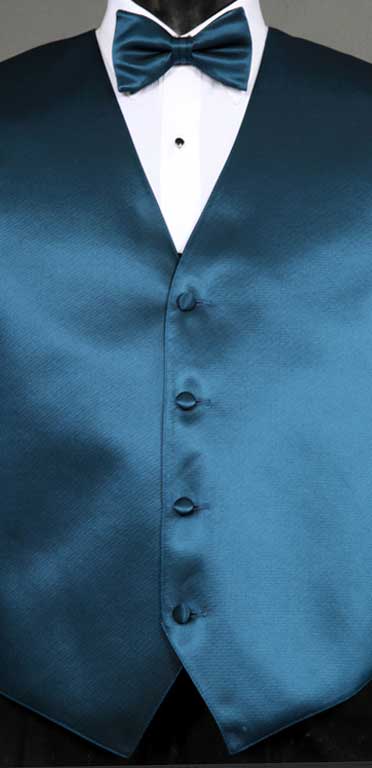 Peacock simply solid vest with matching bow tie