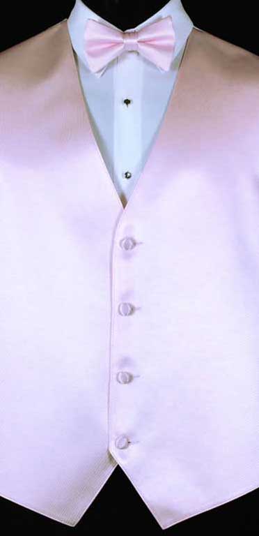 Pink simply solid vest with matching bow tie