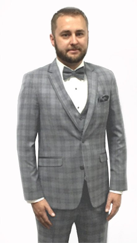 Grey plaid Sterling tuxedo by Ike Behar