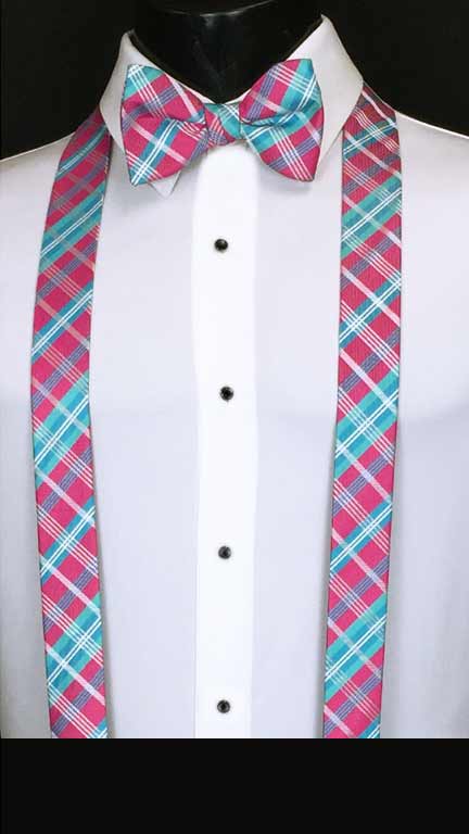 Plaid suspenders in blue
