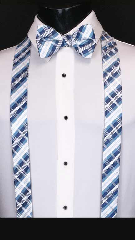 Plaid suspenders in blue