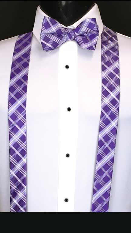 Plaid suspenders in Purple