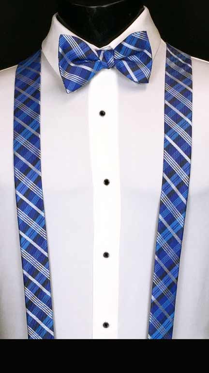 Plaid suspenders in royal