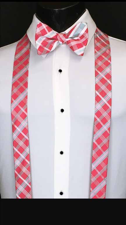 Plaid suspenders in watermelon