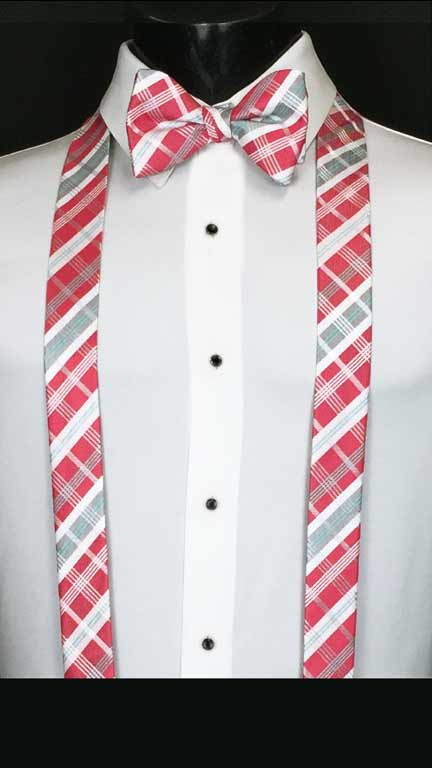 Plaid suspenders in white
